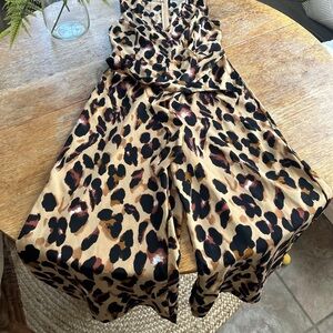 Wide Leg Leopard Print Jumpsuit - 4